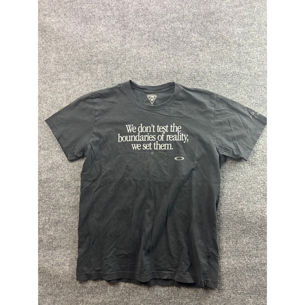 Oakley Graphic T-Shirt Mens Large Black Boundaries Quote Molon Labe Short Sleeve